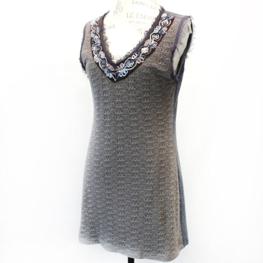 Tracy Porter boutique sleeveless beaded embroidered boho dress Medium